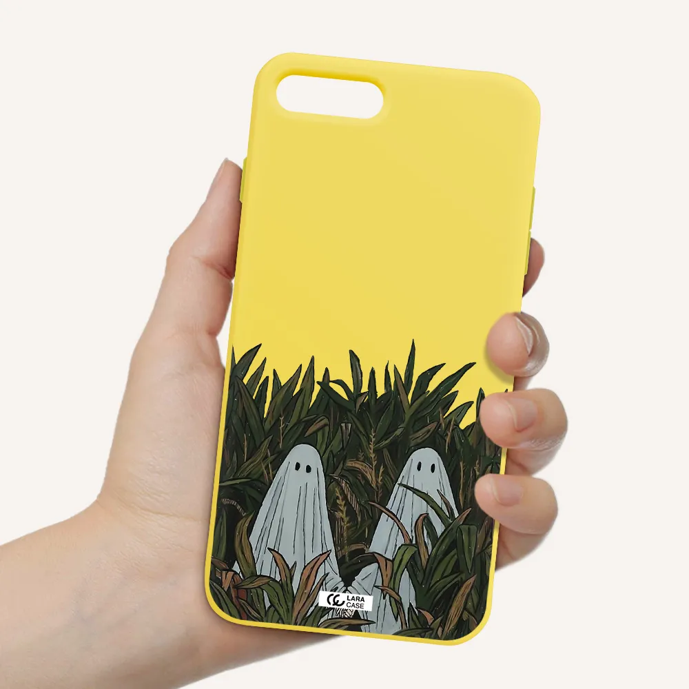 a group of ghosts in a field of grass Apple iPhone 7 plus Silicone canary yellow Case