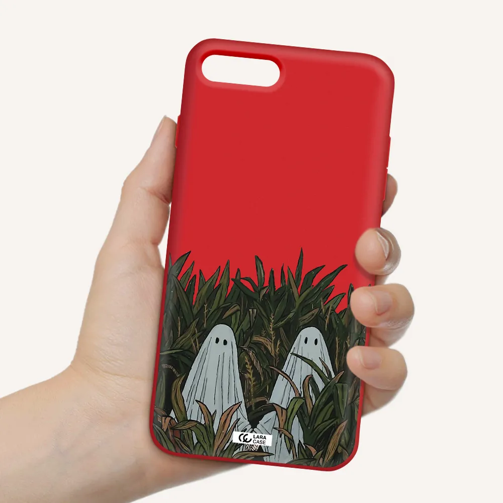 a group of ghosts in a field of grass Apple iPhone 7 plus Silicone Imperial Red Case