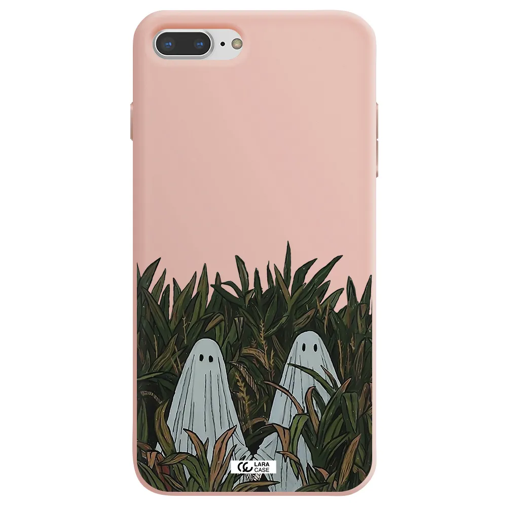 a group of ghosts in a field of grass Apple iPhone 7 plus Silicone pastel pink Case