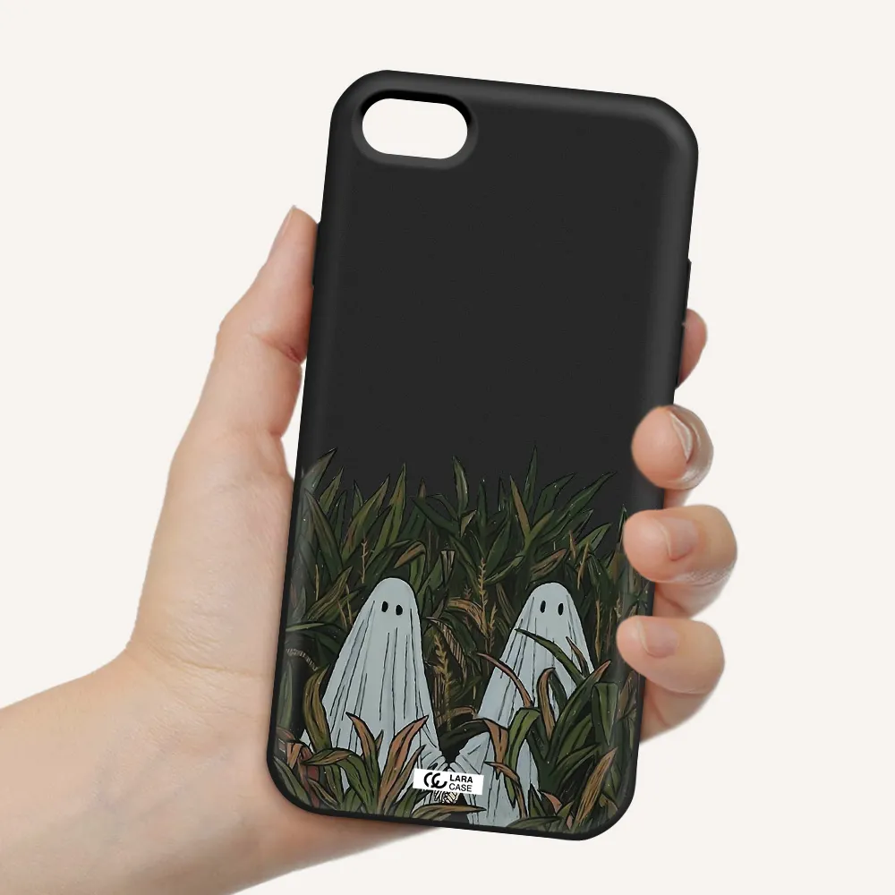 a group of ghosts in a field of grass Apple iPhone 7 Silicone black Case