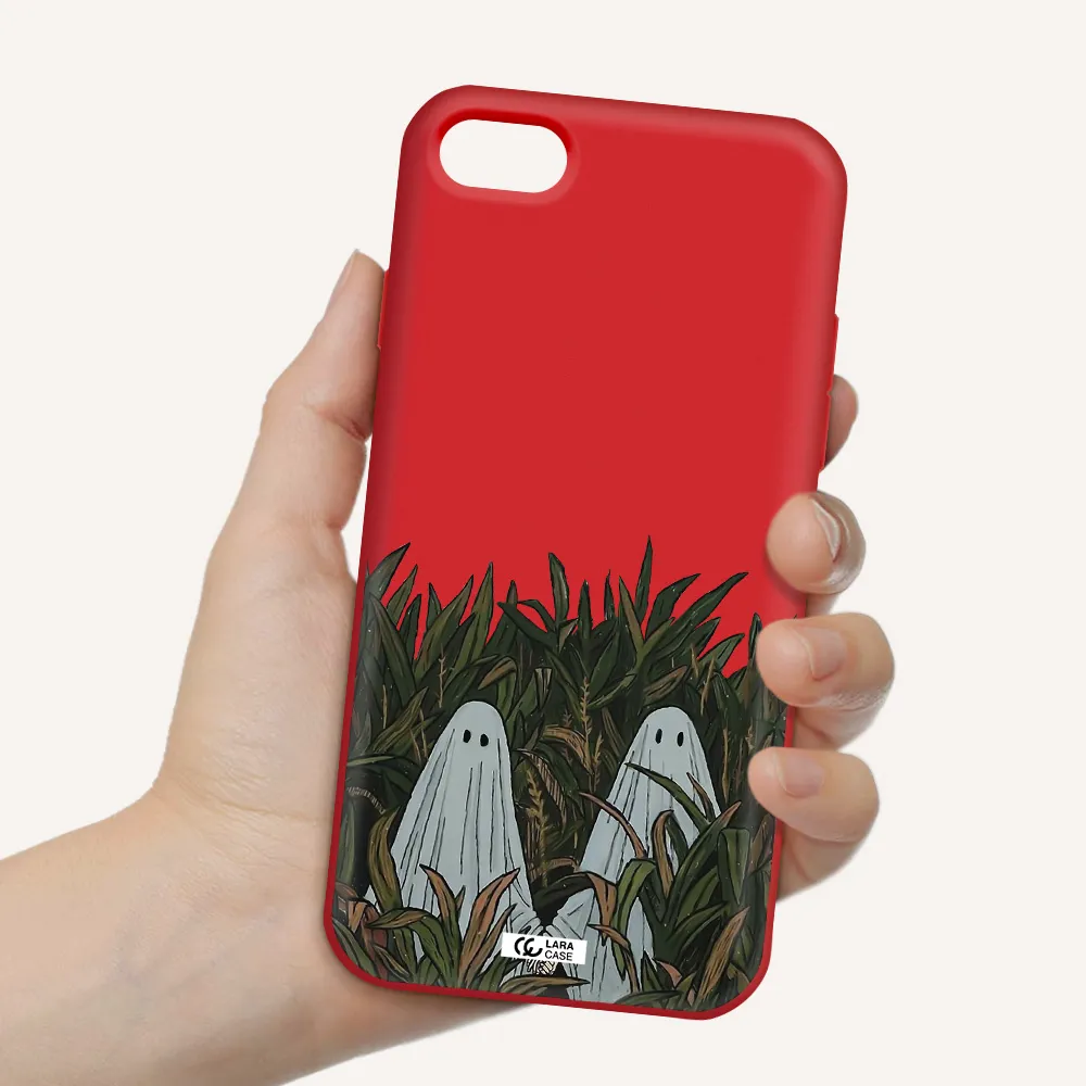 a group of ghosts in a field of grass Apple iPhone 7 Silicone Imperial Red Case