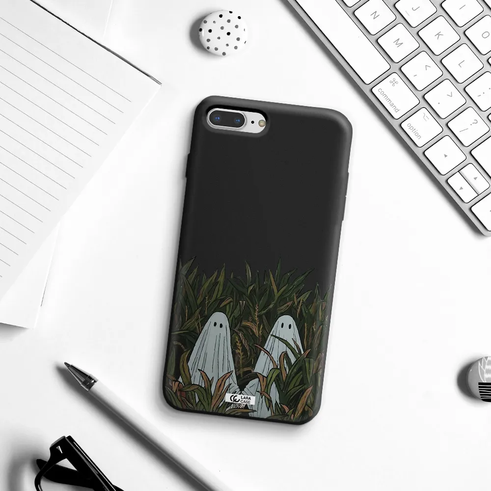 a group of ghosts in a field of grass Apple iPhone 8 plus Silicone black Case