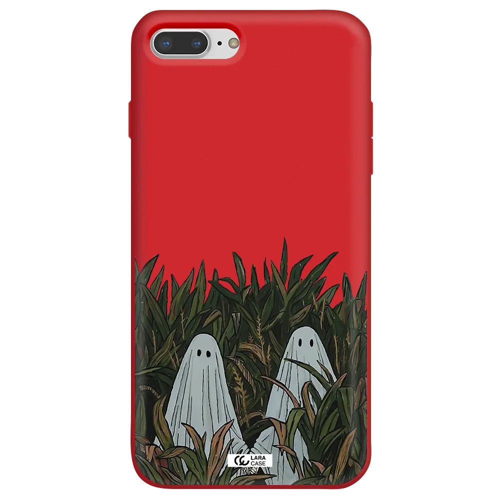a group of ghosts in a field of grass Apple iPhone 8 plus Silicone Imperial Red Case