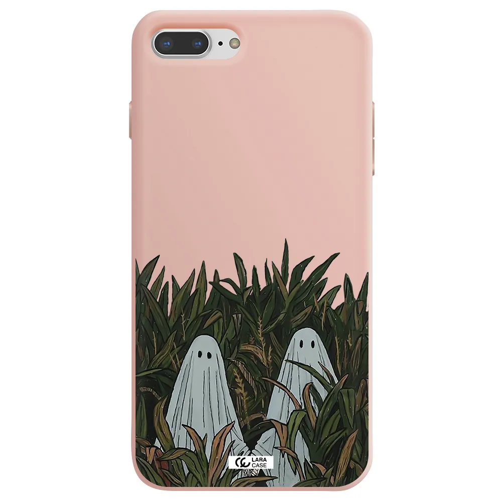 a group of ghosts in a field of grass Apple iPhone 8 plus Silicone pastel pink Case