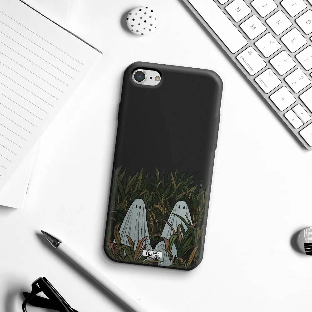 a group of ghosts in a field of grass Apple iPhone 8 Silicone black Case