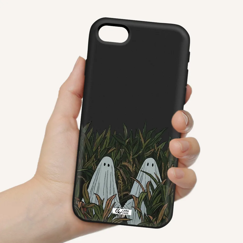 a group of ghosts in a field of grass Apple iPhone se 2020 Silicone black Case