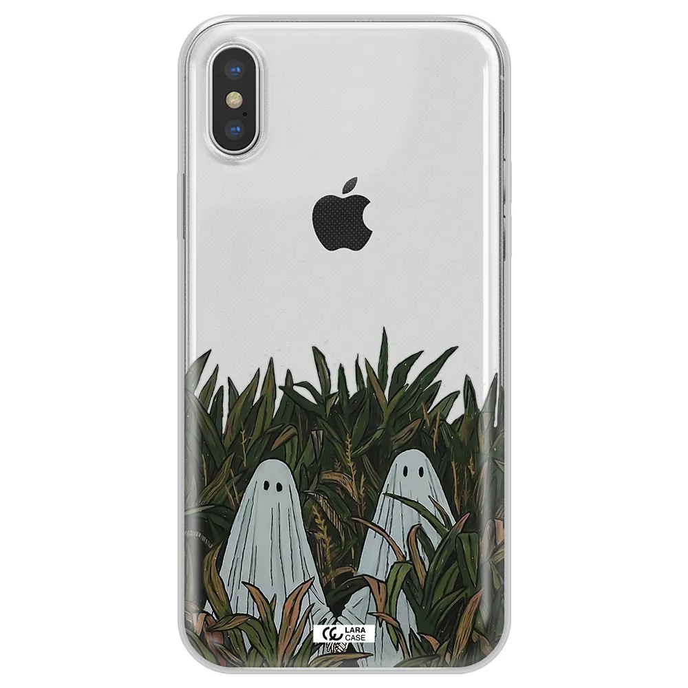 a group of ghosts in a field of grass Apple iPhone X Clear TPU Case