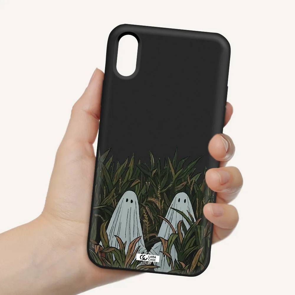 a group of ghosts in a field of grass Apple iPhone X Silicone black Case