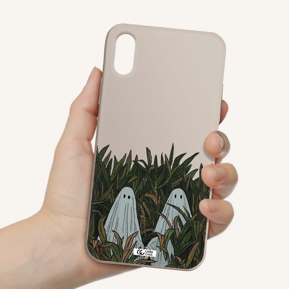 a group of ghosts in a field of grass Apple iPhone X Silicone Stone Case