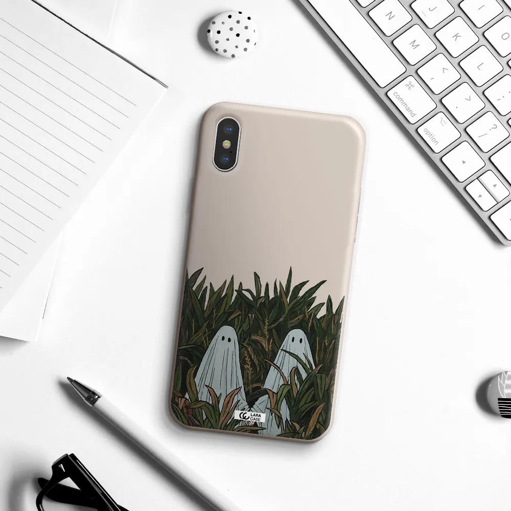 a group of ghosts in a field of grass Apple iPhone X Silicone Stone Case