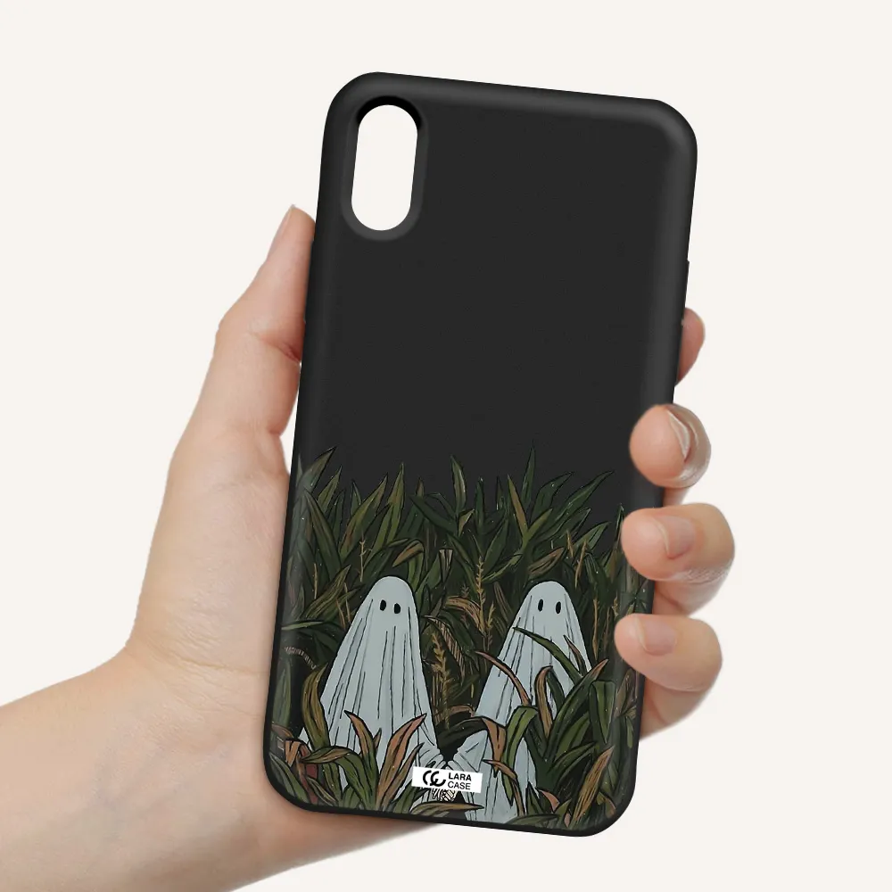 a group of ghosts in a field of grass Apple iPhone XS Silicone black Case