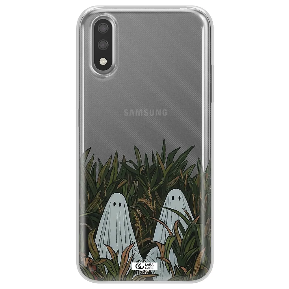 a group of ghosts in a field of grass Samsung A01 Clear TPU Case