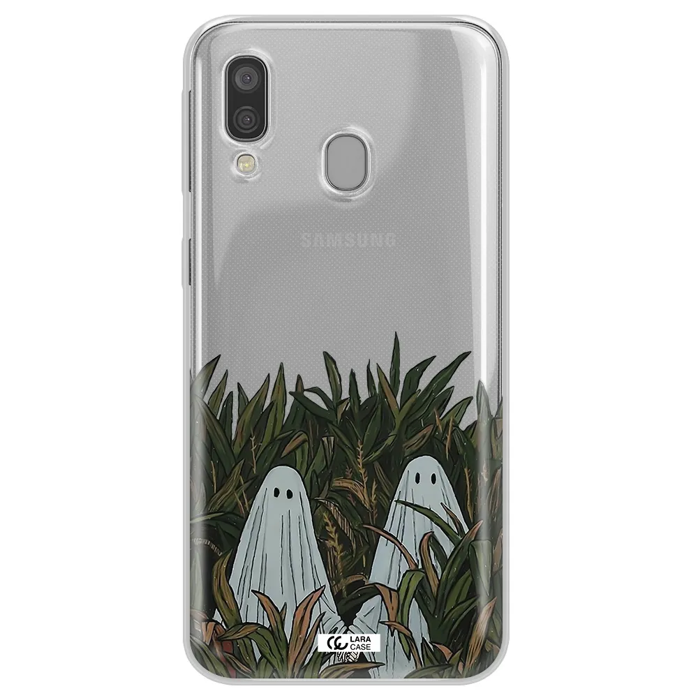 a group of ghosts in a field of grass Samsung A40 Clear TPU Case