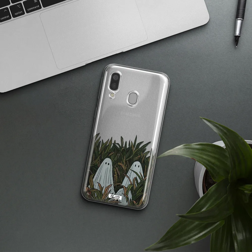 a group of ghosts in a field of grass Samsung A40 Clear TPU Case