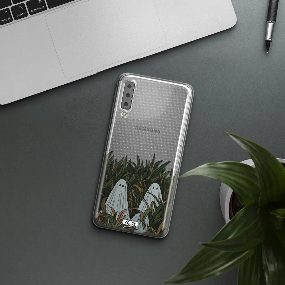 a group of ghosts in a field of grass Samsung A7 2018 Clear TPU Case