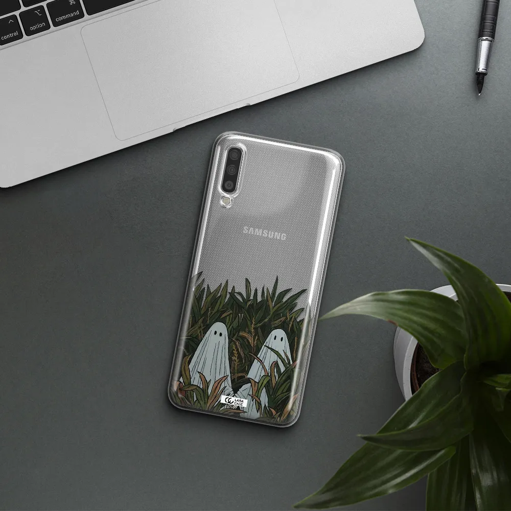 a group of ghosts in a field of grass Samsung A70 Clear TPU Case