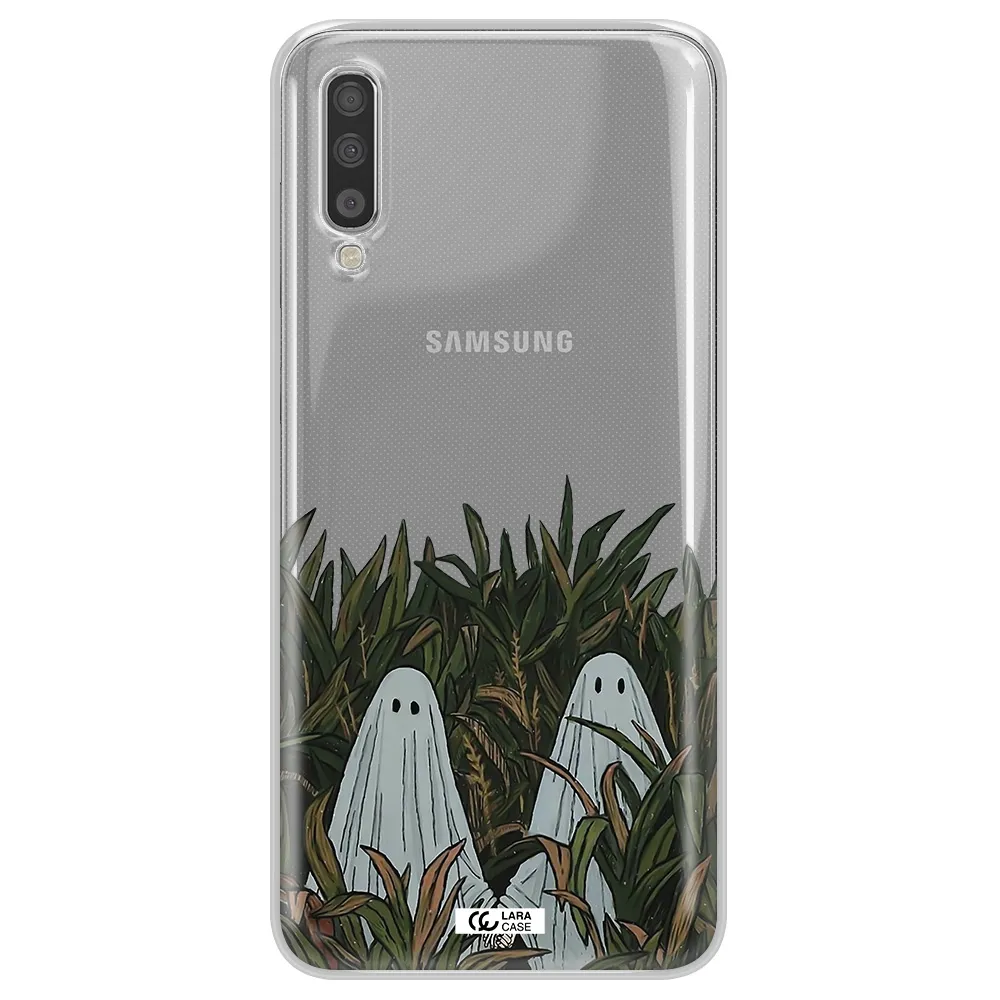A Group Of Ghosts In A Field Of Grass Samsung A70S Clear Tpu Case
