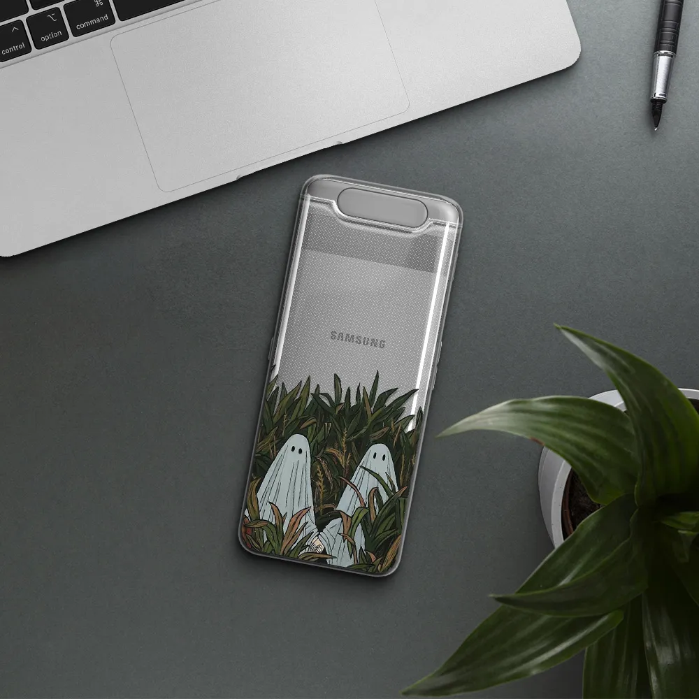 a group of ghosts in a field of grass Samsung A80 Clear TPU Case