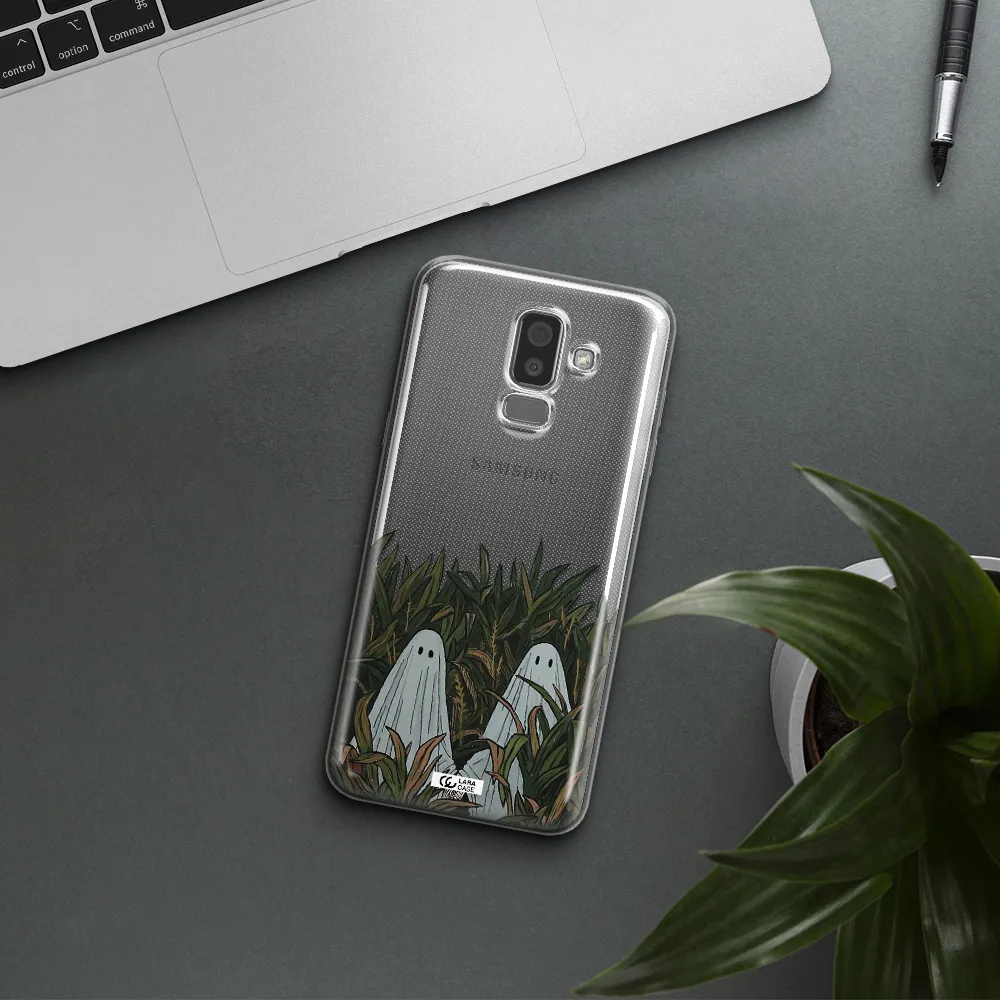 a group of ghosts in a field of grass Samsung J8 Clear TPU Case