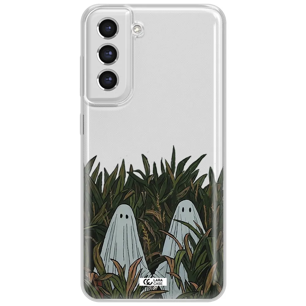 A Group Of Ghosts In A Field Of Grass Samsung S21 Fe Clear Tpu Case