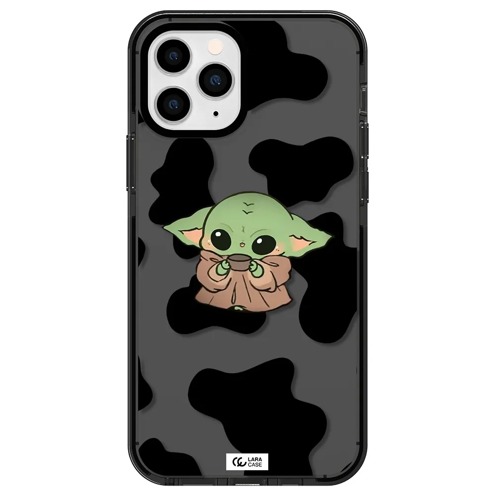 a cartoon of a baby yoda Apple iPhone 11 pro max impact Smoke Black Case