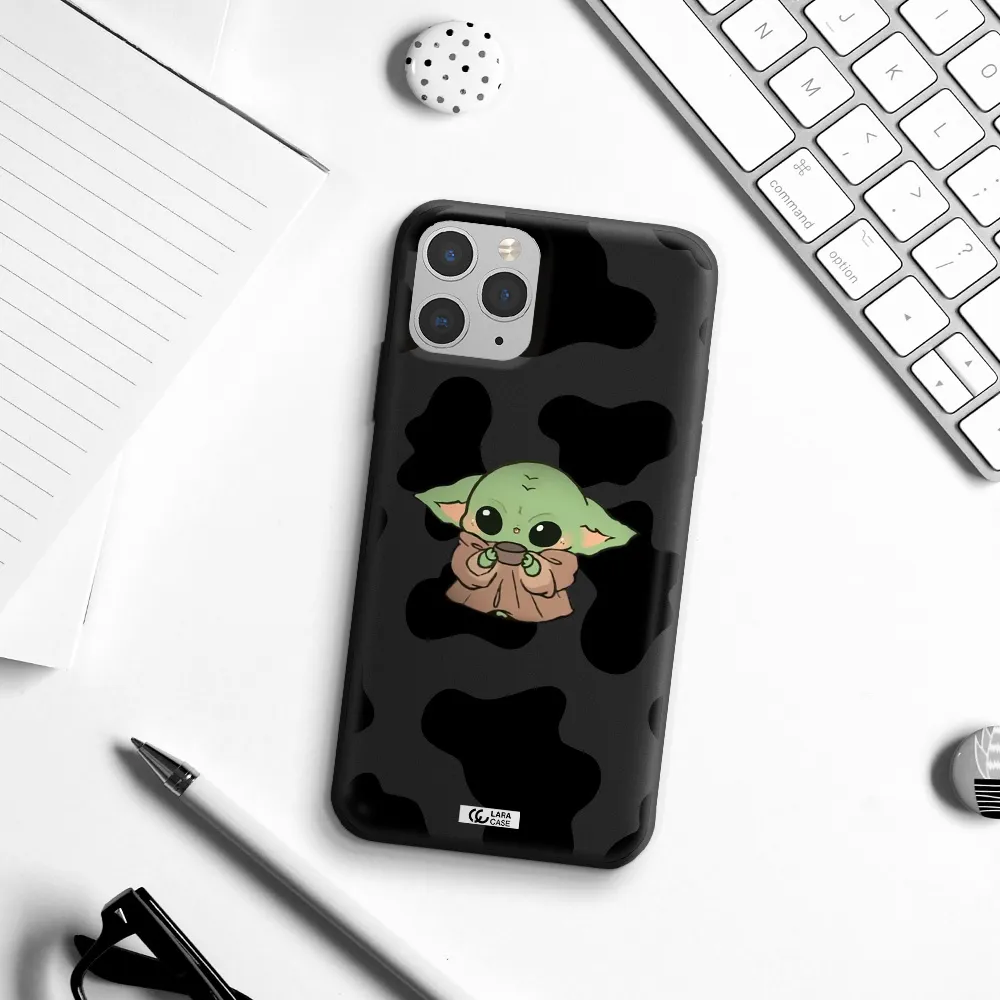 a cartoon of a baby yoda Apple iPhone 11 pro max Silicone black Case