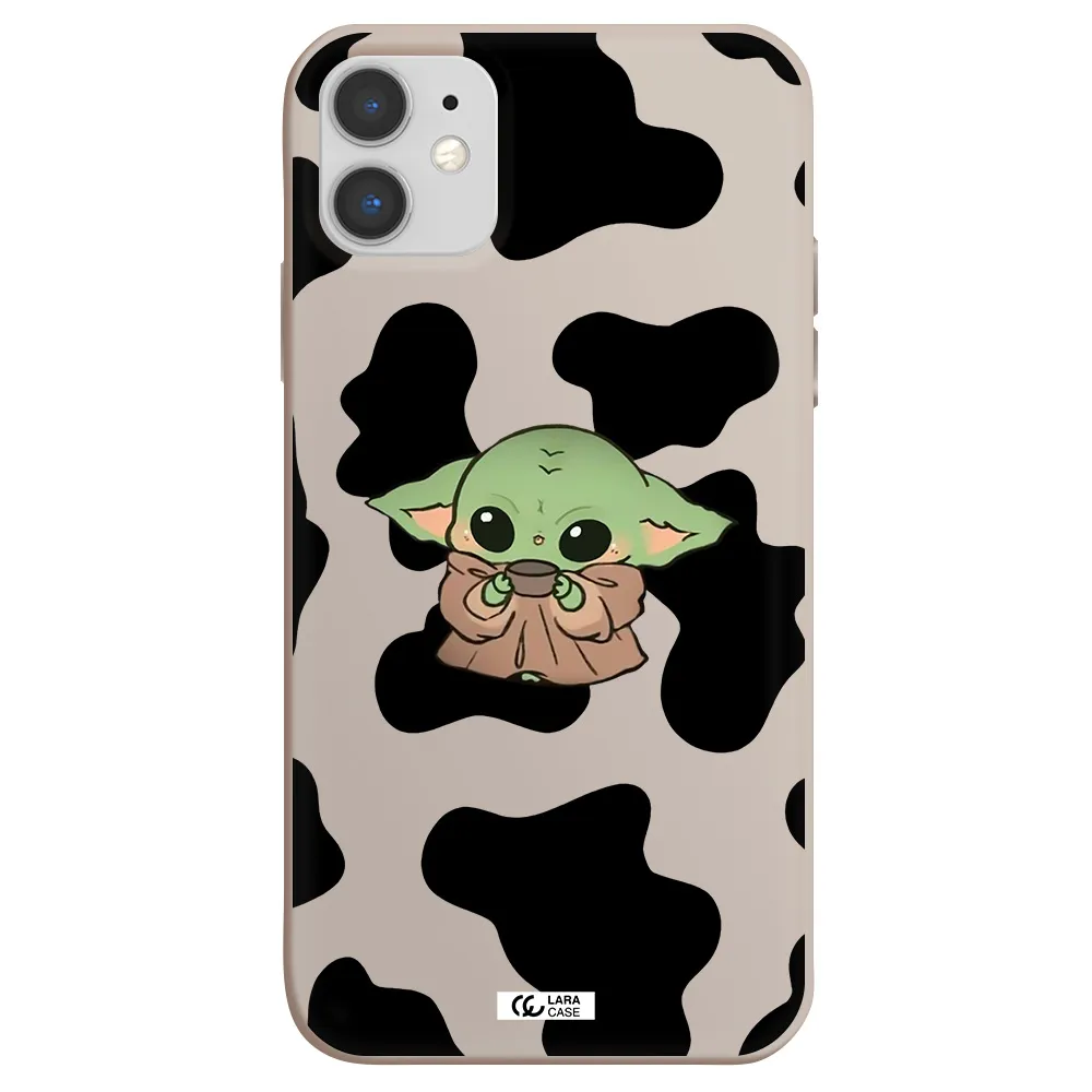 a cartoon of a baby yoda Apple iPhone 11 Silicone Stone Case