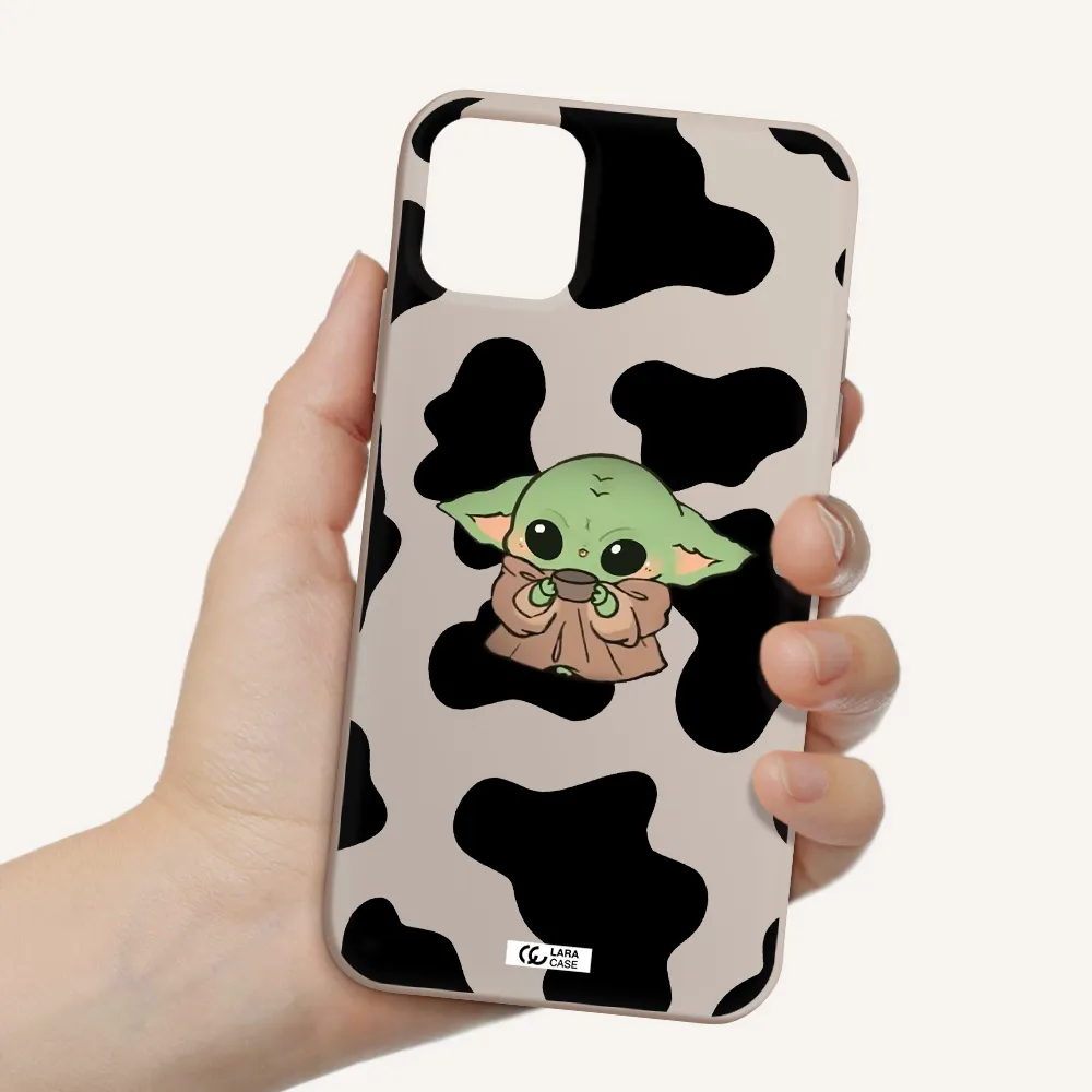 a cartoon of a baby yoda Apple iPhone 11 Silicone Stone Case