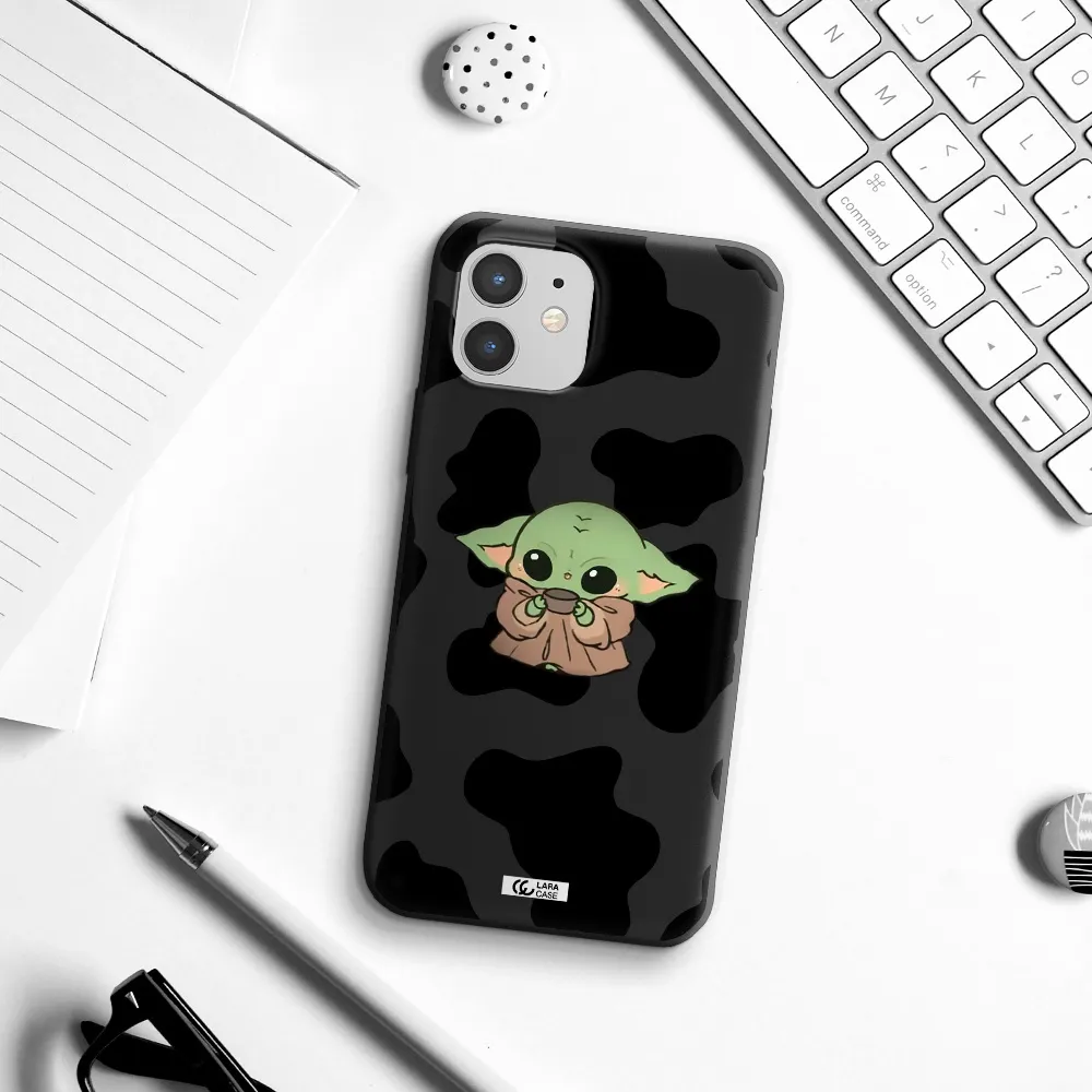 a cartoon of a baby yoda Apple iPhone 12 mini Silicone black Case