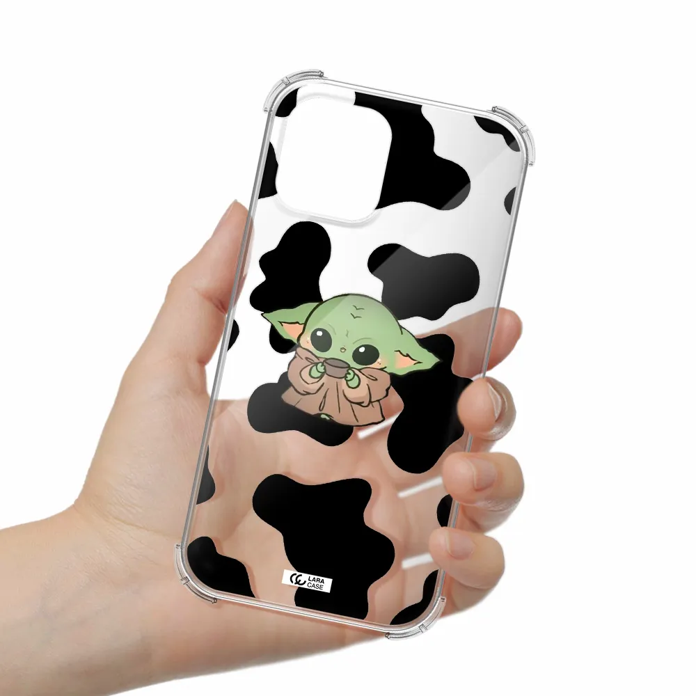 a cartoon of a baby yoda Apple iPhone 12 pro Clear PC Case