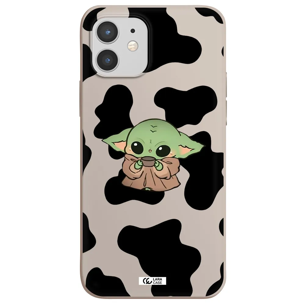 a cartoon of a baby yoda Apple iPhone 12 Silicone Stone Case