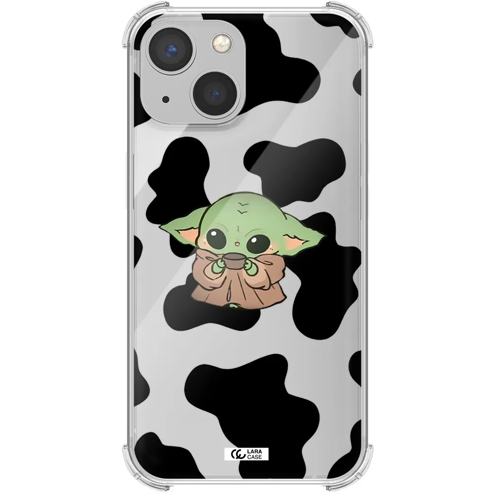 a cartoon of a baby yoda Apple iPhone 13 mini Clear PC Case