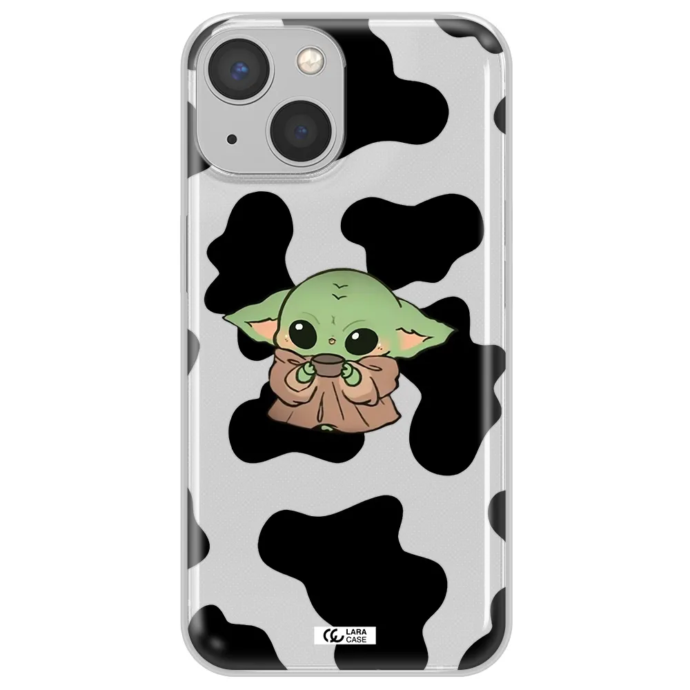 a cartoon of a baby yoda Apple iPhone 13 mini Clear TPU Case