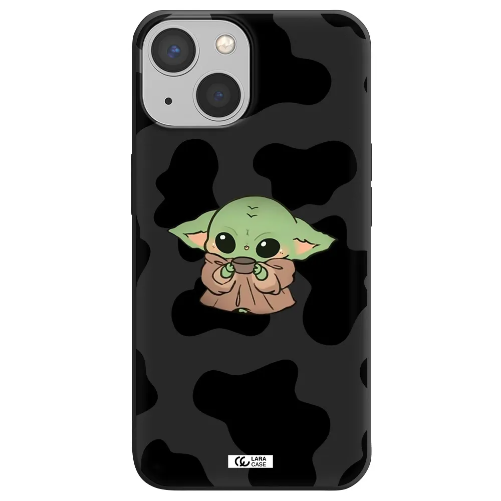 a cartoon of a baby yoda Apple iPhone 13 mini Silicone black Case