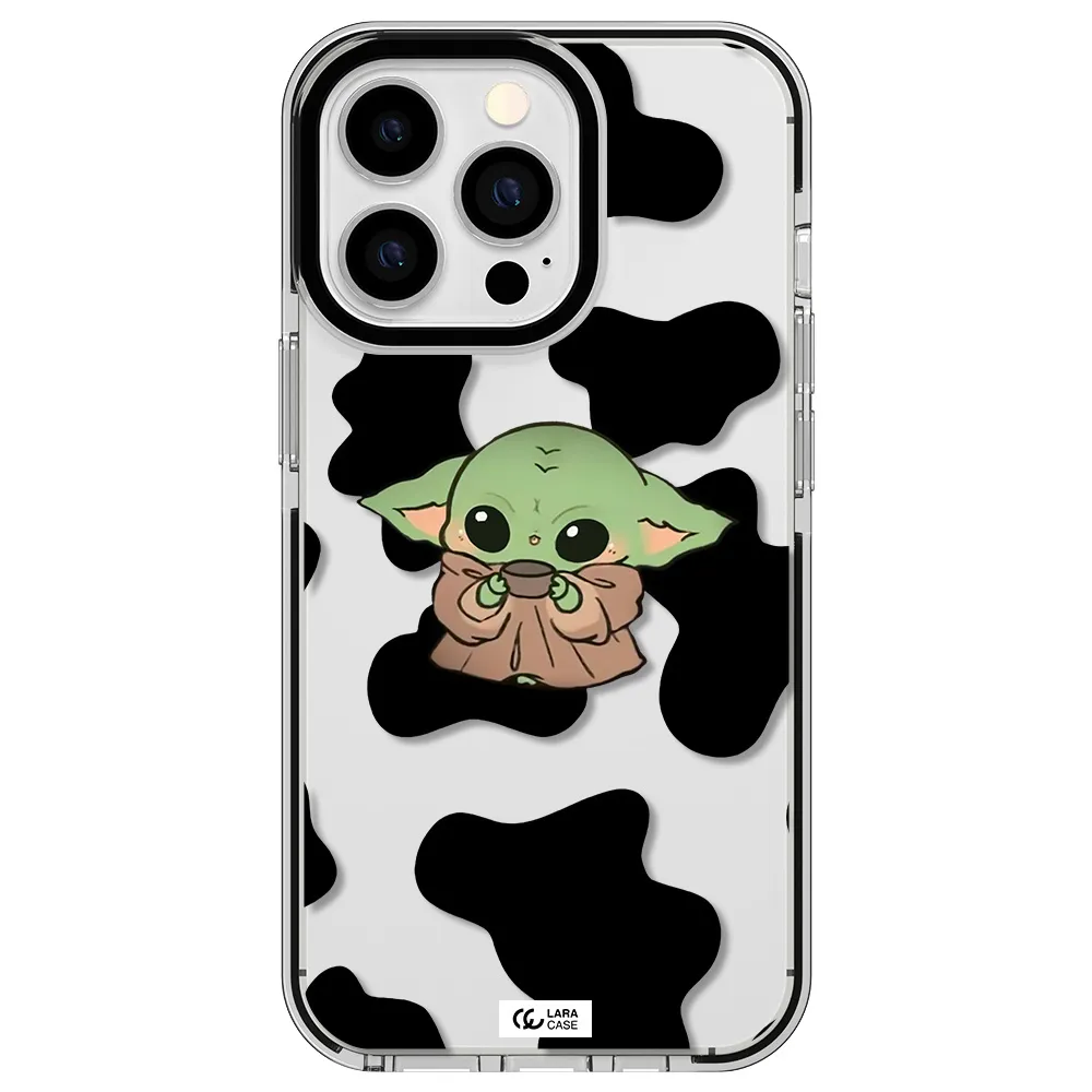 a cartoon of a baby yoda Apple iPhone 13 Pro impact black border Case