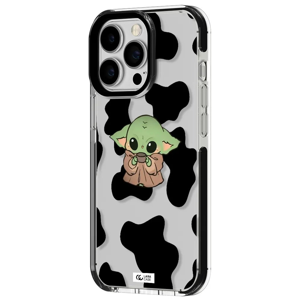 a cartoon of a baby yoda Apple iPhone 13 Pro impact black border Case