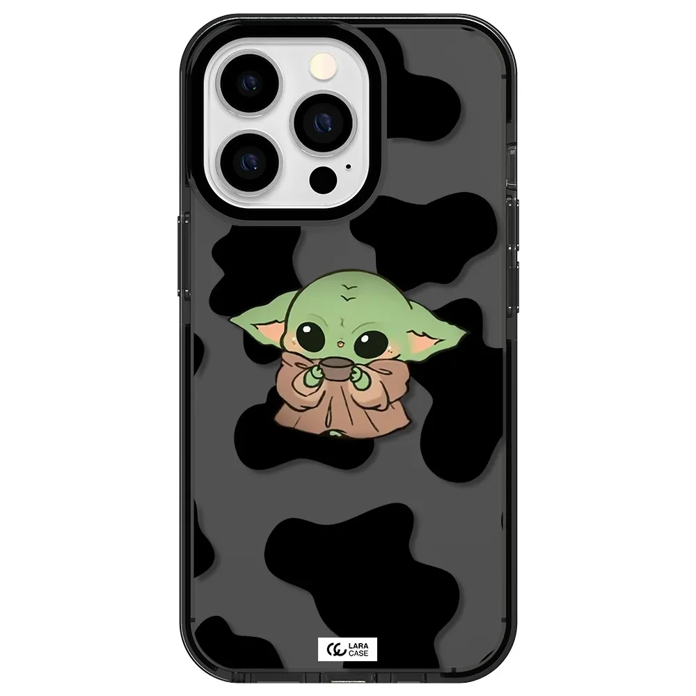 a cartoon of a baby yoda Apple iPhone 13 Pro impact Smoke Black Case