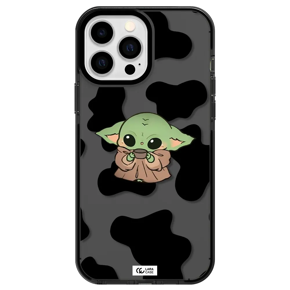a cartoon of a baby yoda Apple iPhone 13 Pro Max impact Smoke Black Case