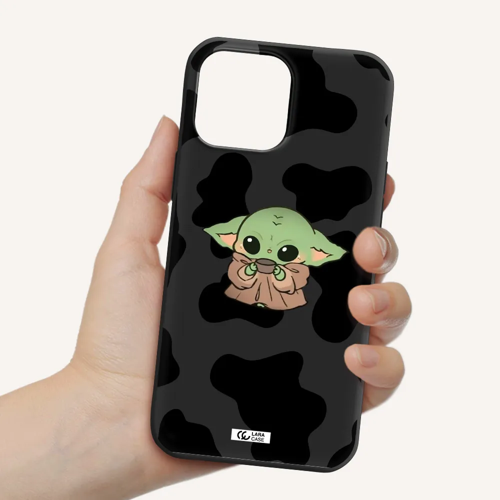 a cartoon of a baby yoda Apple iPhone 13 Pro Silicone black Case