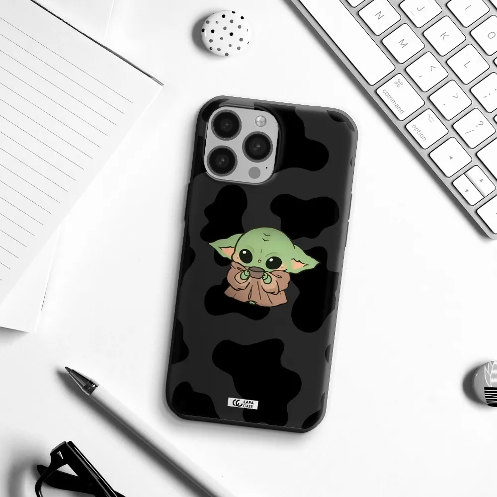 a cartoon of a baby yoda Apple iPhone 13 Pro Silicone black Case