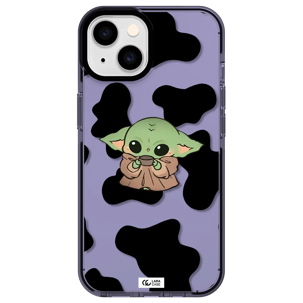 a cartoon of a baby yoda Apple iPhone 14 impact Lilac Case