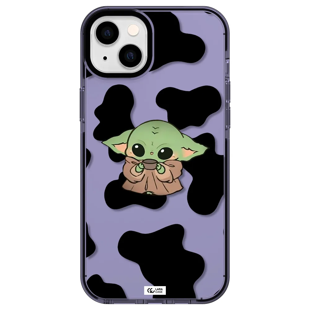 a cartoon of a baby yoda Apple iPhone 14 plus impact Lilac Case
