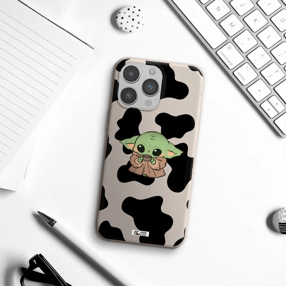 a cartoon of a baby yoda Apple iPhone 14 pro Silicone Stone Case