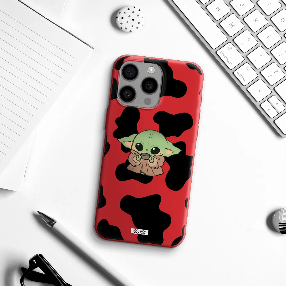 A Cartoon Of A Baby Yoda Apple Iphone 15 Pro Max Silicone Imperial Red Case