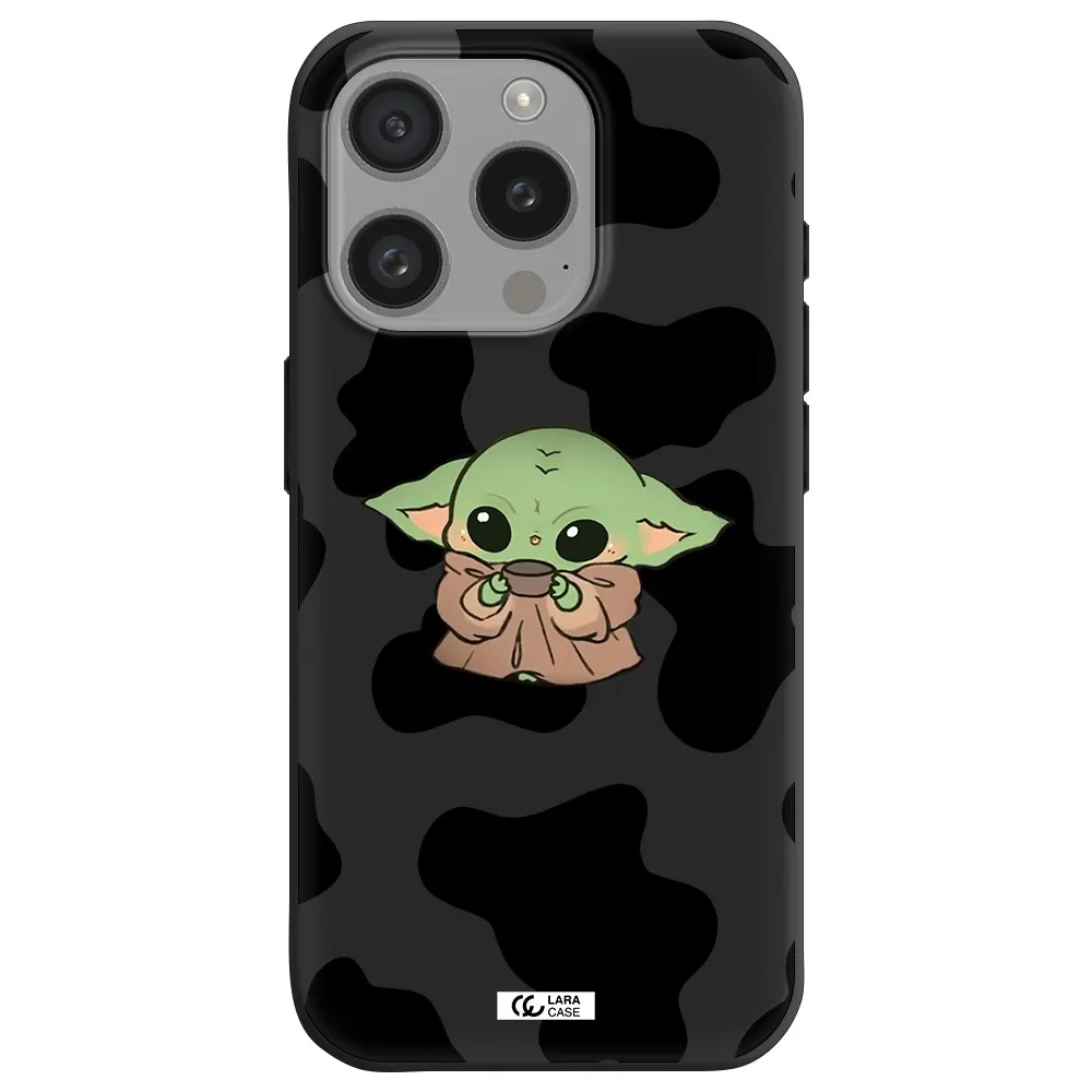 A Cartoon Of A Baby Yoda Apple Iphone 15 Pro Silicone Black Case