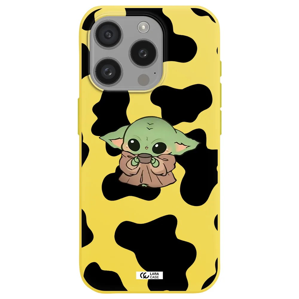 A Cartoon Of A Baby Yoda Apple Iphone 15 Pro Silicone Canary Yellow Case