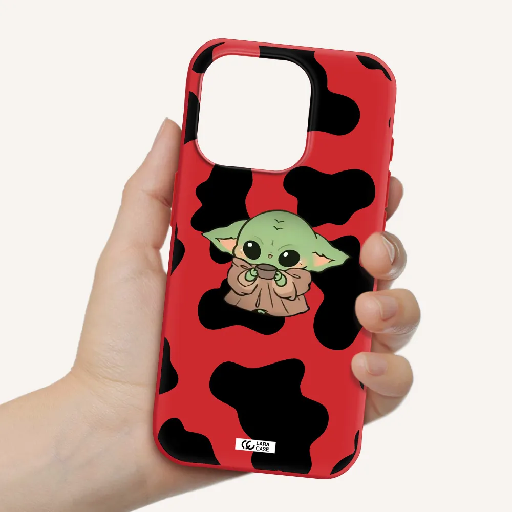 A Cartoon Of A Baby Yoda Apple Iphone 15 Pro Silicone Imperial Red Case