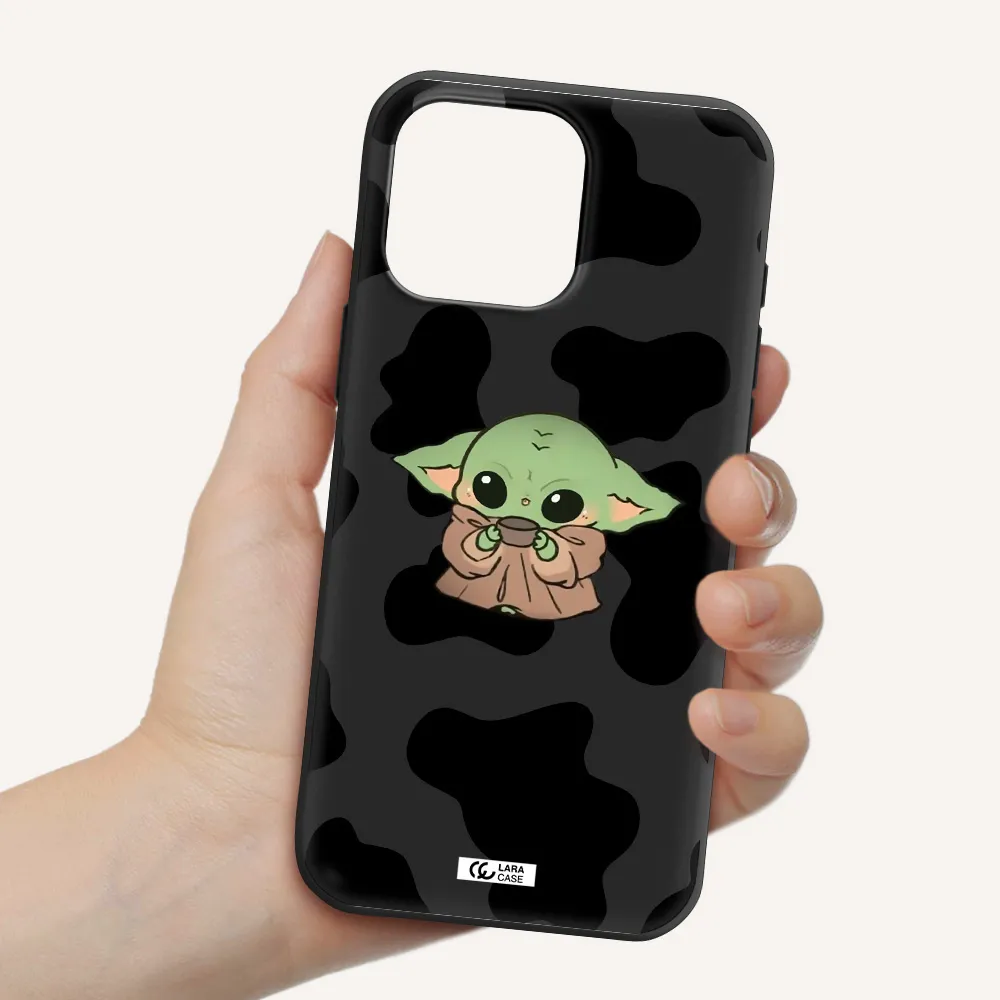 A Cartoon Of A Baby Yoda Apple Iphone 16 Pro Max Silicone Black Case