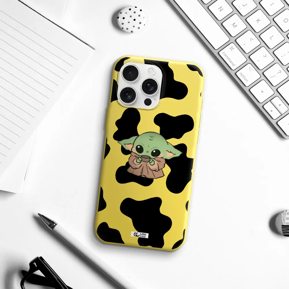 A Cartoon Of A Baby Yoda Apple Iphone 16 Pro Max Silicone Canary Yellow Case