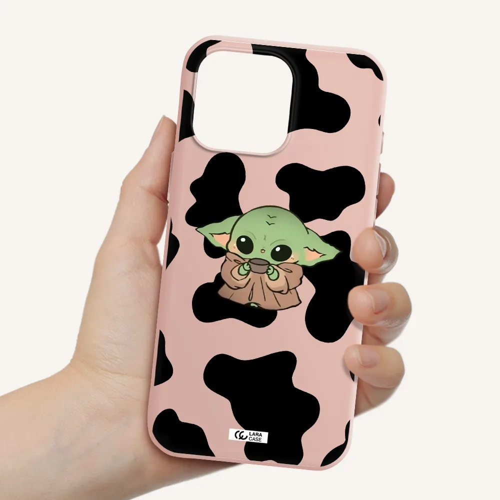 A Cartoon Of A Baby Yoda Apple Iphone 16 Pro Max Silicone Pastel Pink Case